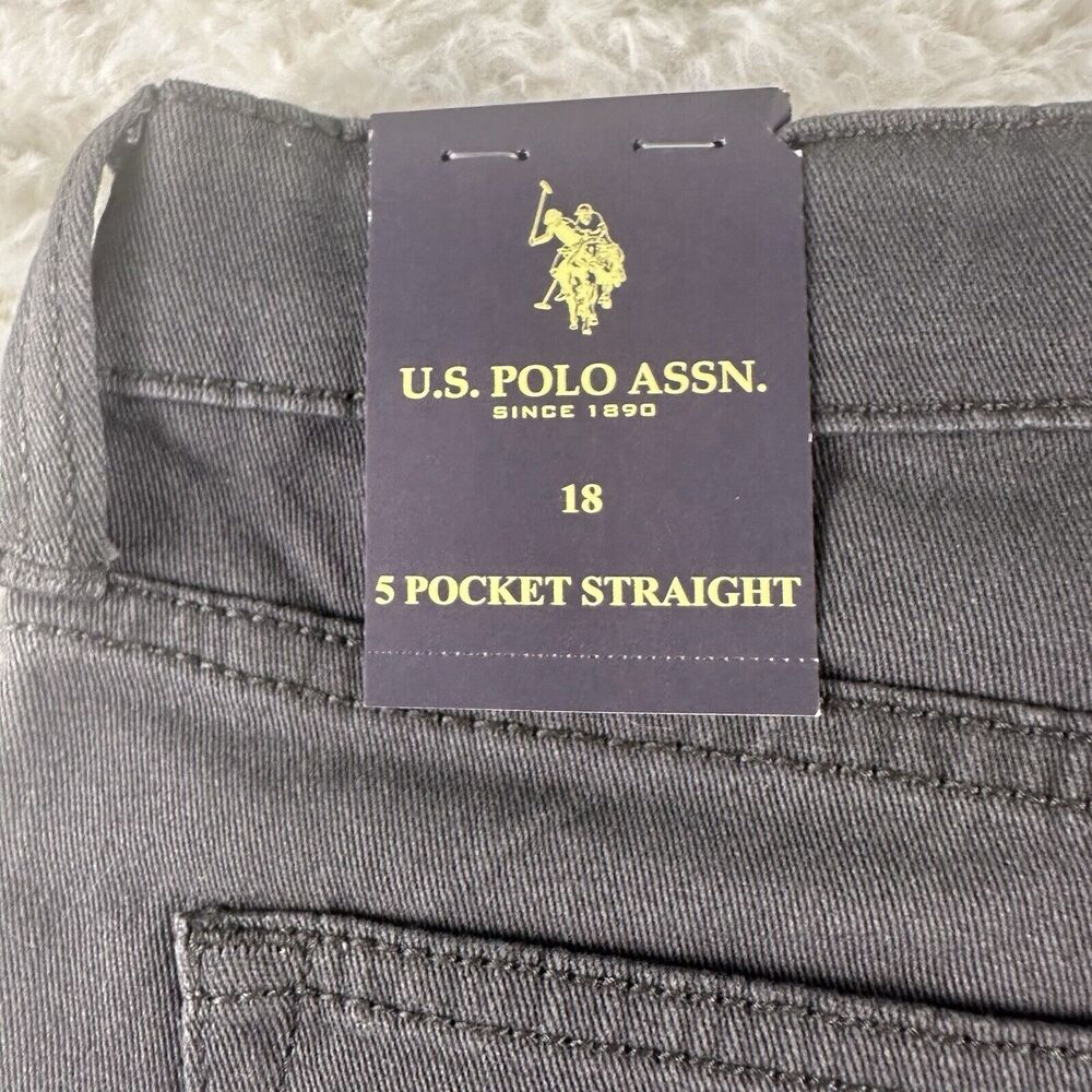 US POLO ASSN. Boys Size 18 Dark Gray 5 Pocket Jeans Brand New, Reinforced Knee - Picture 5 of 16
